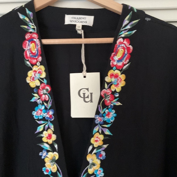 Chasing Unicorns Never My Love Embroidered Maxi Dress Black M NWT - Picture 7 of 12